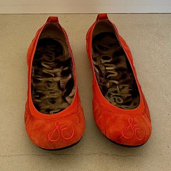 Sam Edelman suede orange ballet flats size 6.5 - Picture 1 of 5